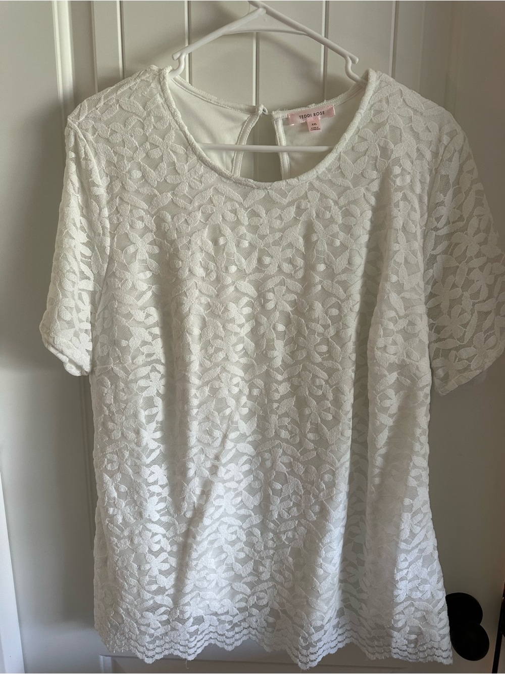 White Lace Short Sleeve Top